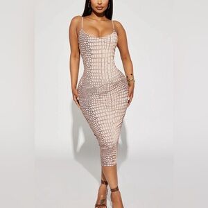 Midi Snake Inspired Nude Dress size Medium